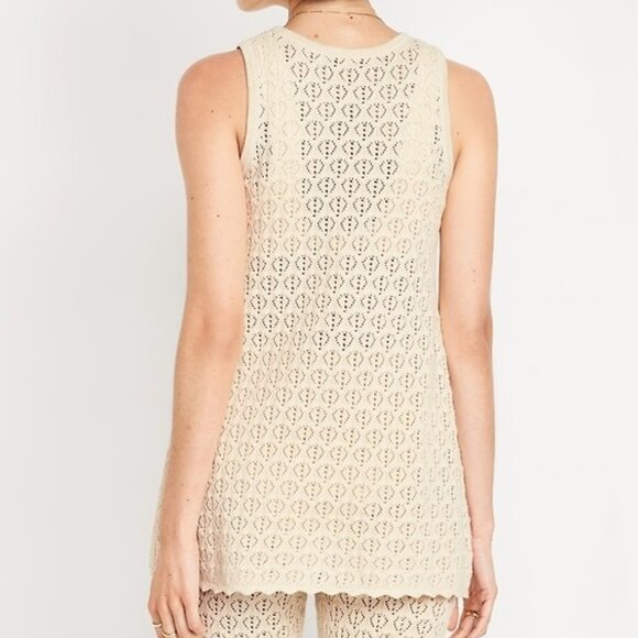 •	Sleeveless Crochet Tunic Sweater SIZE S COLOR Cozy Cashmere - Picture 2 of 6